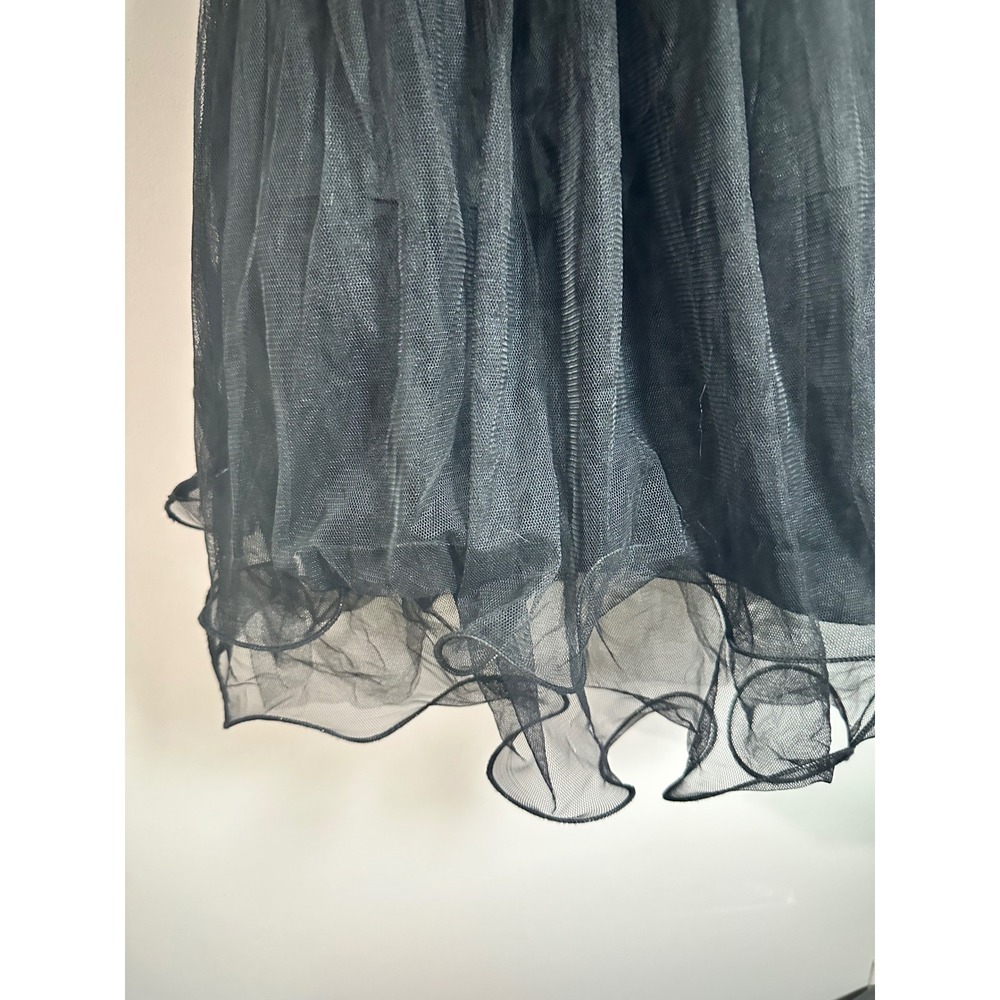 Forever 21 Black Sequin Tulle Strapless Sweetheart Mini Dress Y2K Medium - Picture 2 of 6